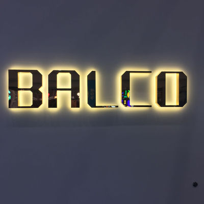 ইলেক্ট্রোপ্লেটিং গোল্ড মিরর মেটাল ব্যাকলিট লেটার সাইন M4 স্ক্রু মাউন্ট