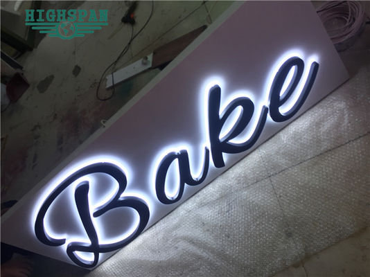 লেজার কাট ব্যাকলিট লেটার সাইন বোর্ড 12V স্টেইনলেস স্টীল সাইনেজ লেটার