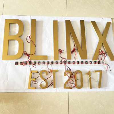 গোল্ড ব্রাশ SS ইলুমিনেটেড চ্যানেল লেটার্স লোগো সাইন হাইস্প্যান