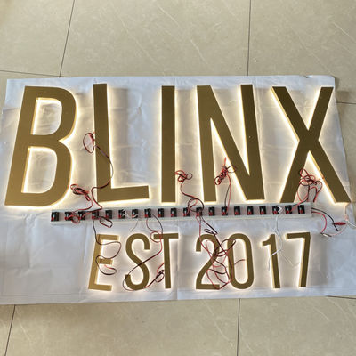 গোল্ড ব্রাশ SS ইলুমিনেটেড চ্যানেল লেটার্স লোগো সাইন হাইস্প্যান