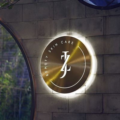 ধাতু স্টেইনলেস স্টীল বৃত্তাকার LED লাইট বক্স কাস্টম লোগো 3d আলোকিত