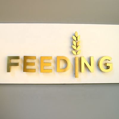 গোল্ড ব্রাশ স্টেইনলেস স্টীল ব্যাকলিট অক্ষর চিহ্ন