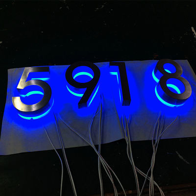 304 স্টেইনলেস স্টীল আউটডোর LED নম্বর সাইন সিলভার ব্রাশ RGB হালকা সংখ্যা