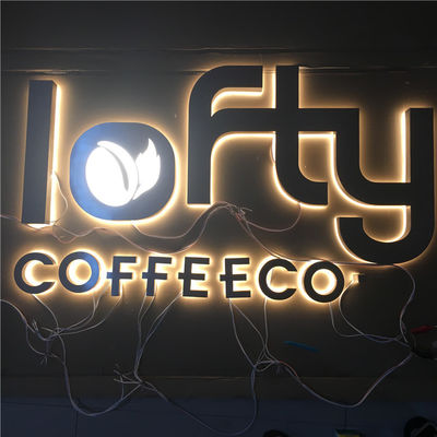 রেজিন এক্রাইলিক ব্যাকলিট চ্যানেল লেটার কাস্টমাইজড ব্রাশ করা Chromed 12VDC