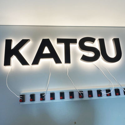 কালো আবরণ 3D ব্যাকলিট সাইনেজ হাইস্প্যান স্টেইনলেস স্টীল লোগো চিহ্ন