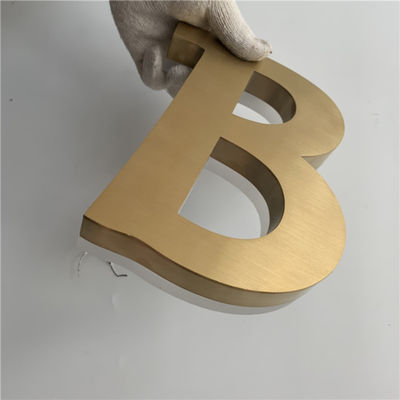 গোল্ড ব্রাশ স্টেইনলেস স্টীল ব্যাকলিট সাইন মেটাল অক্ষর